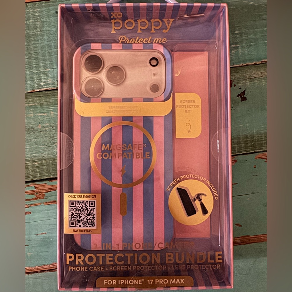 Poppy Protect Me MagSafe Compatible Pink & Purple Stripe Case for iPhone